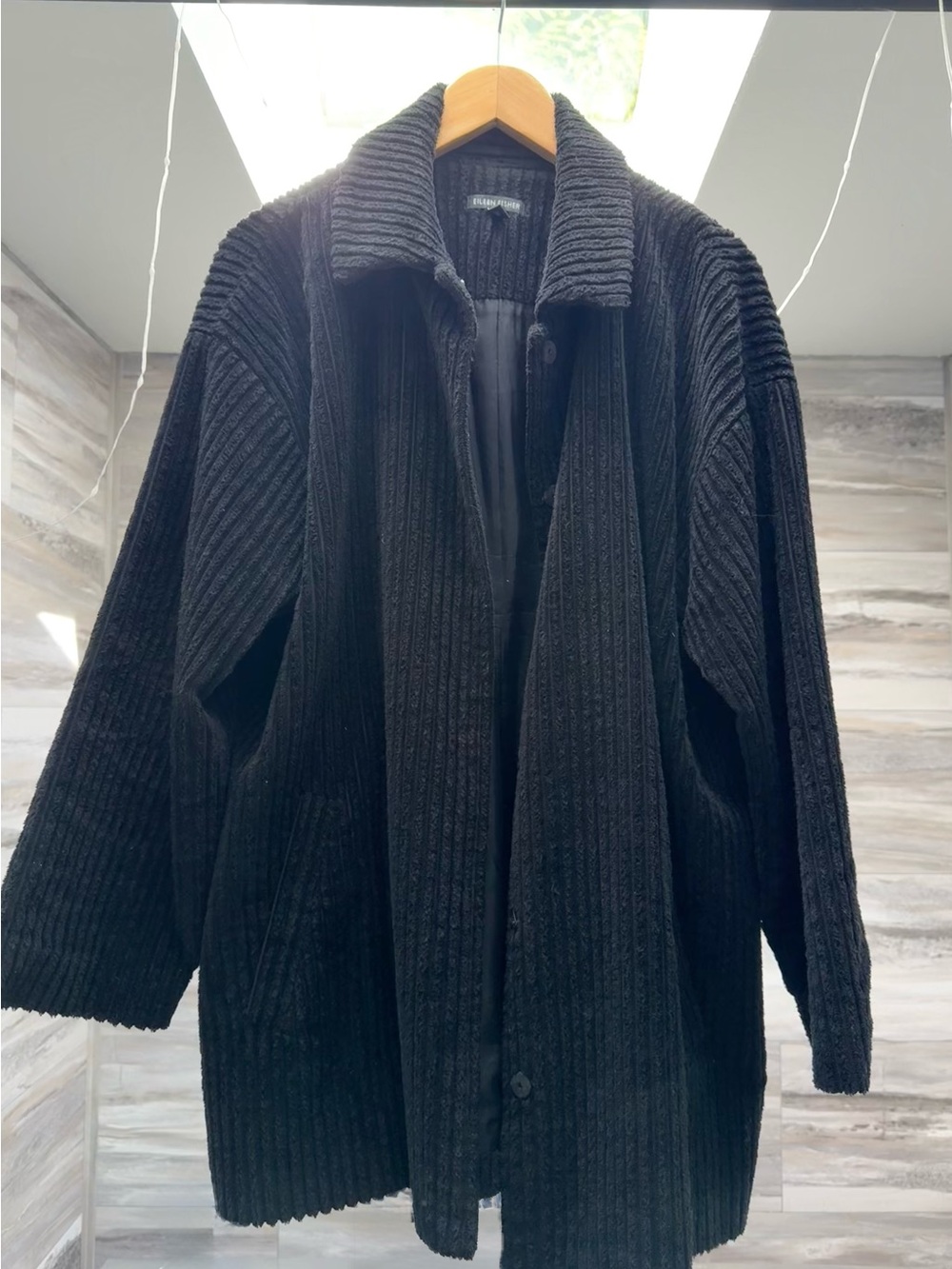 Eileen Fisher XL black wide wale corduroy coat - perfectly oversized
